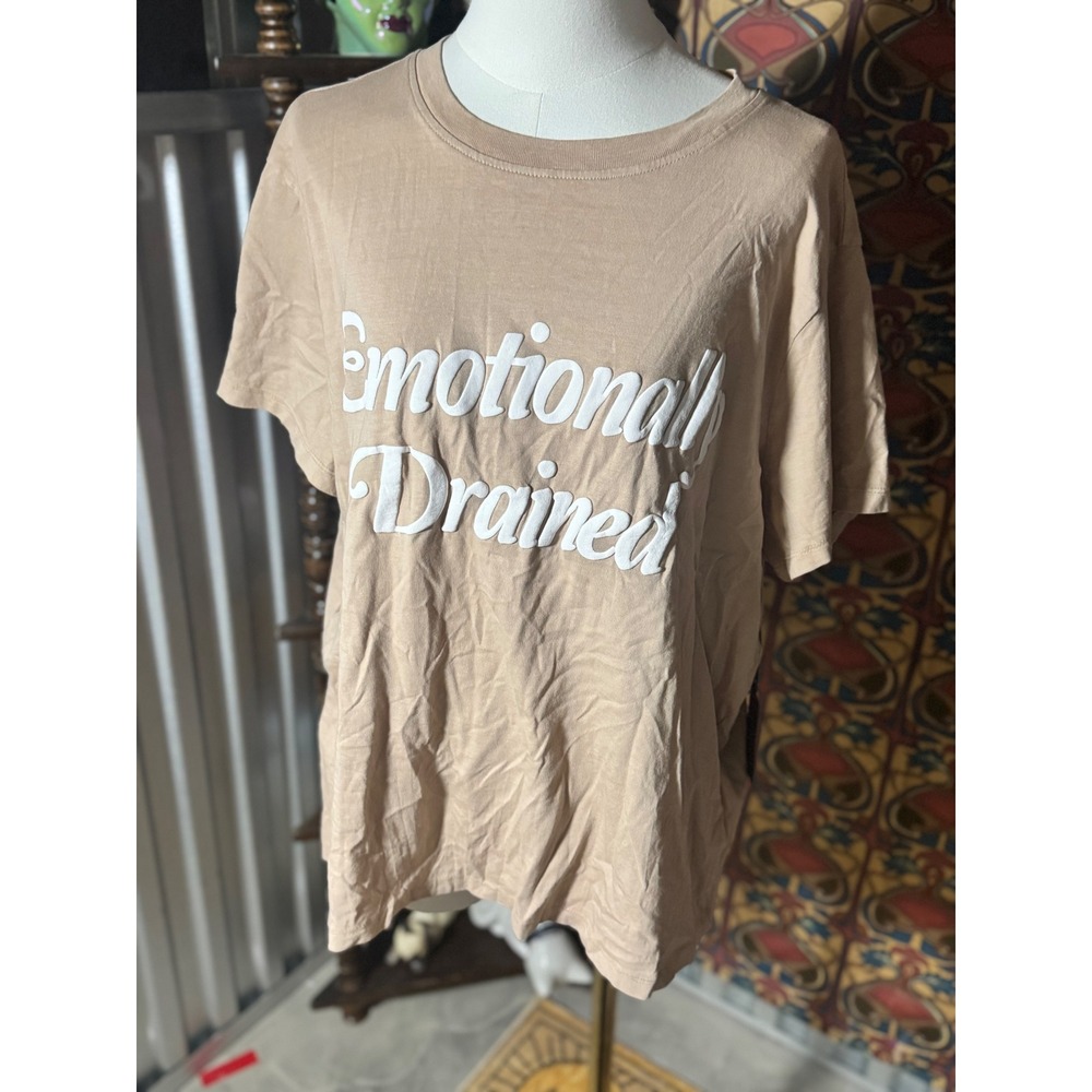 Forever 21‎ Womens Plus Size Emotionally Drained Graphic T-Shirt Top